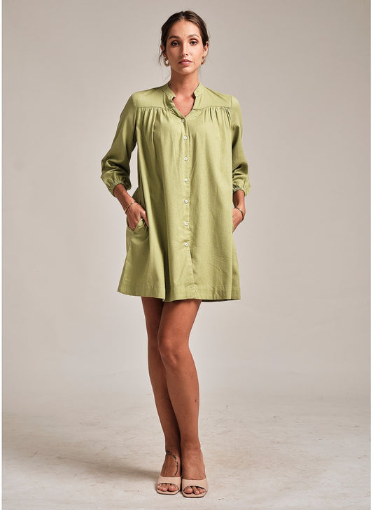 FREYA SHIRT DRESS : GREEN