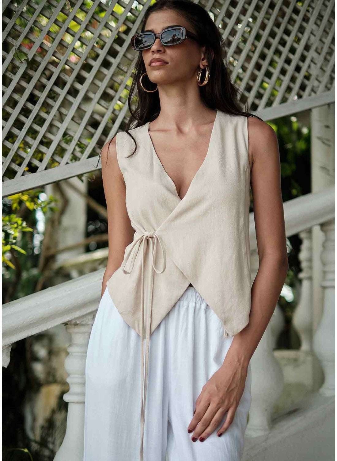 LINEN WRAP TOP : COCONUT