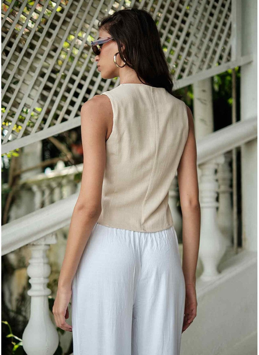 LINEN WRAP TOP : COCONUT